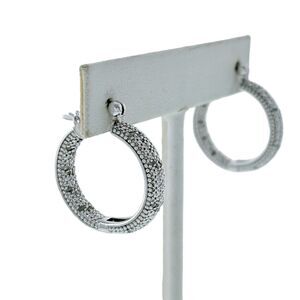 Vintage DBJ Sterling Silver 925 0.16tcw Diamond Hoop Earrings